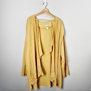 Vintage 90's Mustard Embroidered Blazer Cardigan